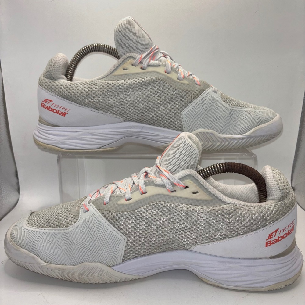 Babolat Jet Tere Clay Court Women's Tennis‎ Shoes Sneakers Size 9 White Silver